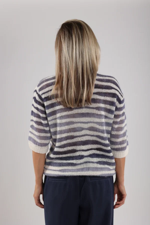 Nukus Trui Vinni Stripe NKS03012 Navy - Afbeelding 3