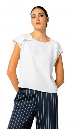 Caroline Biss Minimalistische Top Schoudereffect 1630 Off White