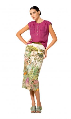 Caroline Biss Comfortabele Aansluitende Midi-Rok 1700 Jungle Print Multi Color