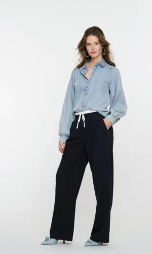 Geisha Broek Contrast Tailleband 51034-10 Donker Blauw