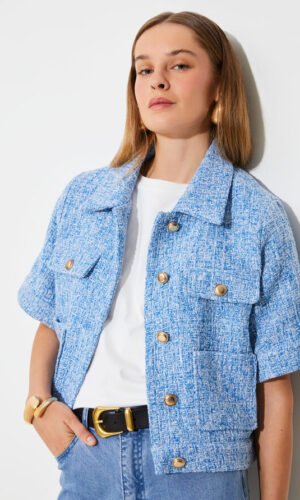 Suncoo Tweed Jacket Dolly Light Blue