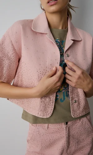 BSB Crop Denim Jacket Strass 053-216801 Pink