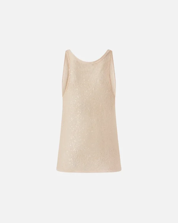 Pinko Sequin Mesh Tank Top 104710-A2EX Zand - Afbeelding 6