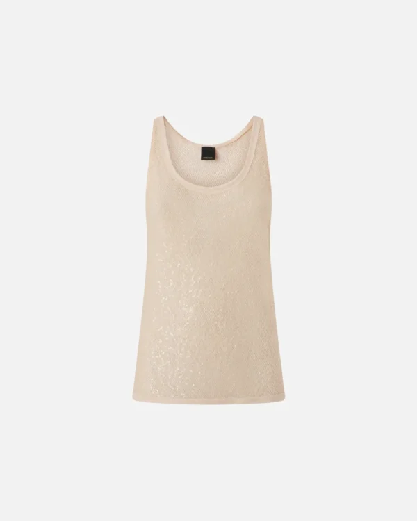 Pinko Sequin Mesh Tank Top 104710-A2EX Zand - Afbeelding 5