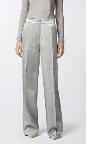 Pinko Elegante Wijdvallende Broek Gewassen Satijn 104805-A2BP Grijs