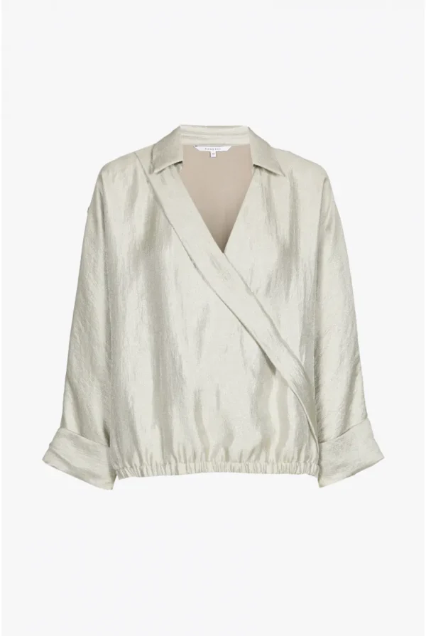 Xandres Glanzende Cache-Coeur Blouse Hester 61172 01 3491 Taupe - Afbeelding 4