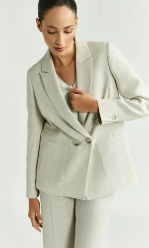 Xandres Blazer Pinstripe Bluesio Lurex 64012 01 3496 Taupe