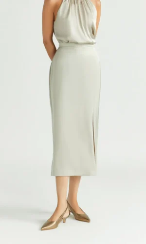Xandres Kokerrok Rafi Glanzende Stof 61121 01 1100 Light Taupe