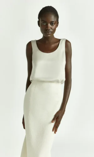 Xandres Mouwloze Top Heal Glanzende Stof 61121 01 1100 Light Taupe