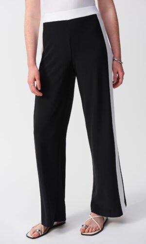 Joseph Ribkoff Broek Silky Knit Wide-Leg Pull-On 251059 Black/Vanilla