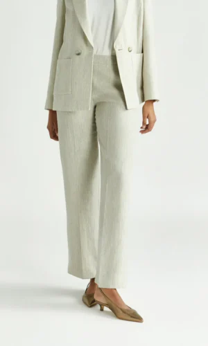 Xandres Broek Phocus Pinstripe Lurex 64012 01 3496 Taupe