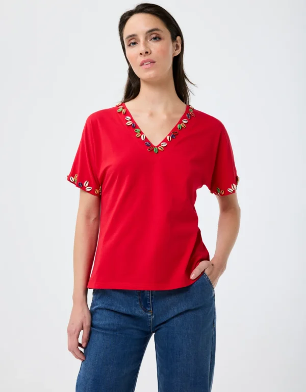 Leo & Ugo T-shirt Laure TEA099 Rood  - Afbeelding 4