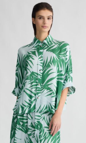 Liu Jo Satijnen Blouse Jungle Print CA5381-TS074 Groen