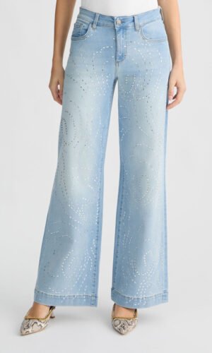 Liu Jo Flared Jeans Studs UA5158-DS800 Denim Blue
