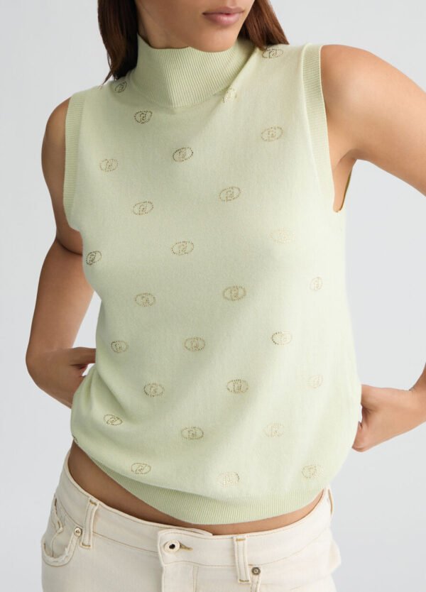 Liu Jo Knit Top Logo Strass WA5054-MS49 Tender Green