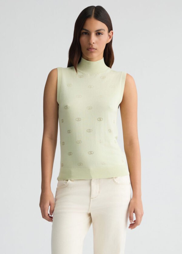 Liu Jo Knit Top Logo Strass WA5054-MS49 Tender Green - Afbeelding 2