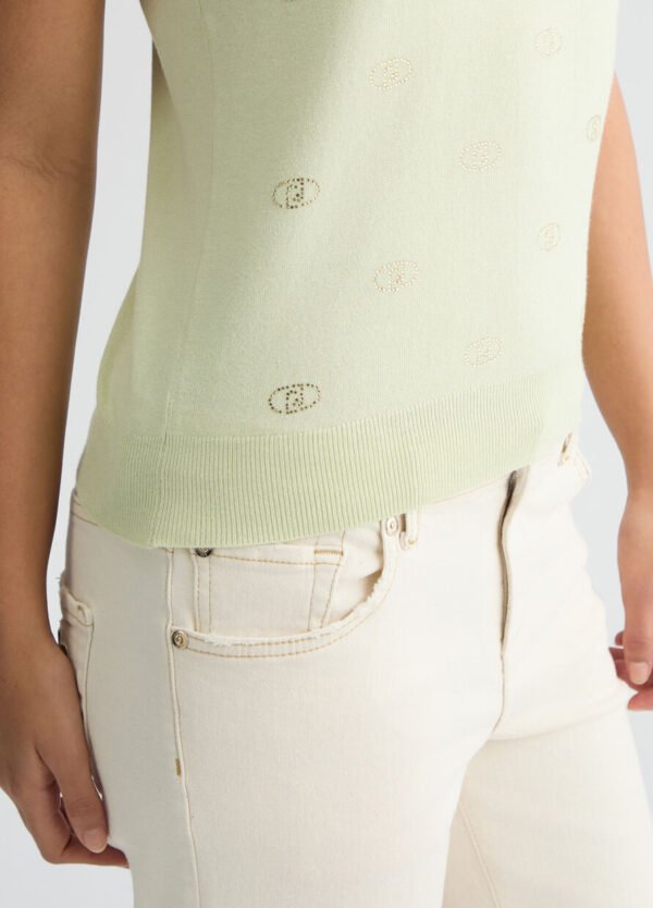 Liu Jo Knit Top Logo Strass WA5054-MS49 Tender Green - Afbeelding 4