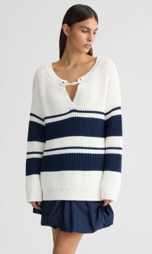Liu Jo Gestreepte Trui WA5111-MA97P Wit/Blauw