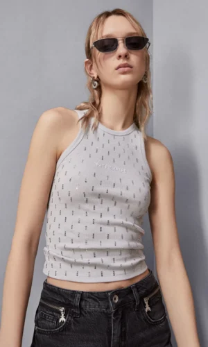 Patrizia Pepe Tanktop Strass Details 8M1674 J252 Licht Grijs