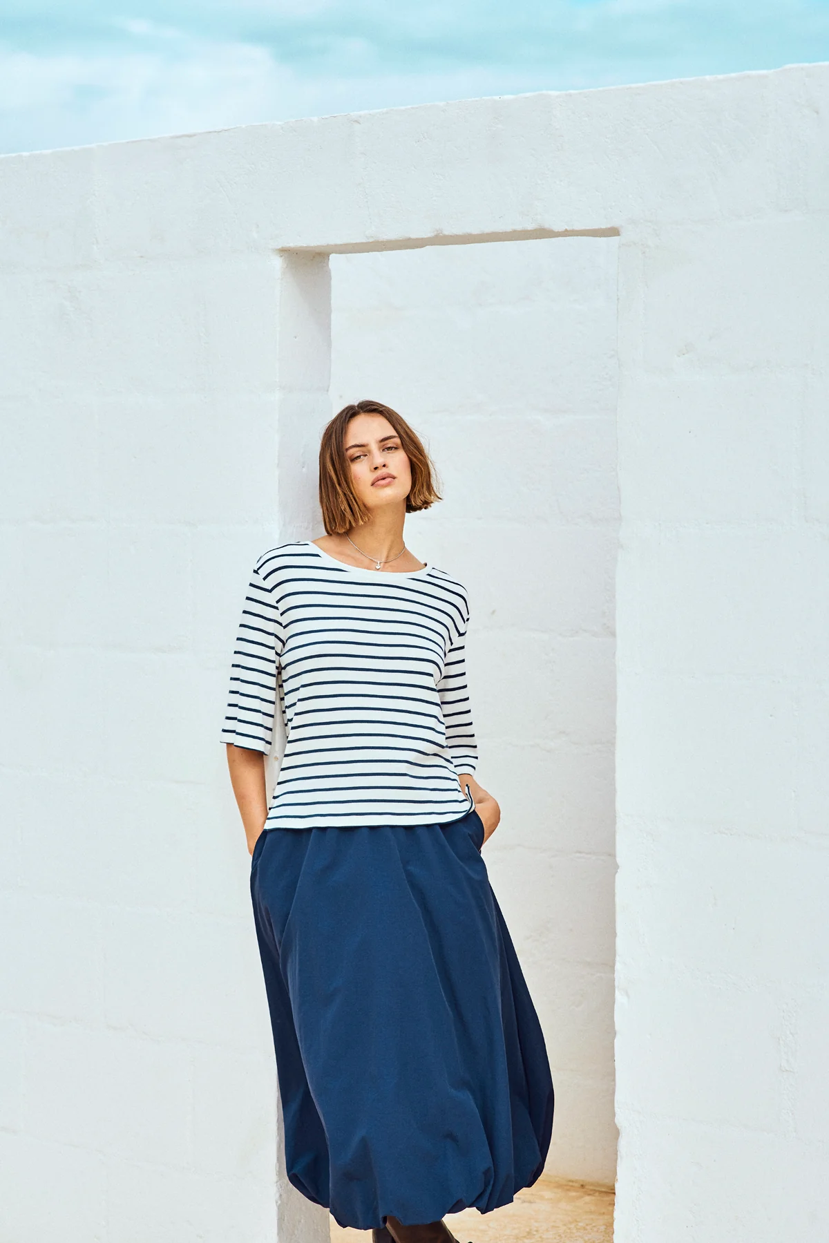 Freequent T-shirt FQMILA 205629 White and Blue - Afbeelding 2