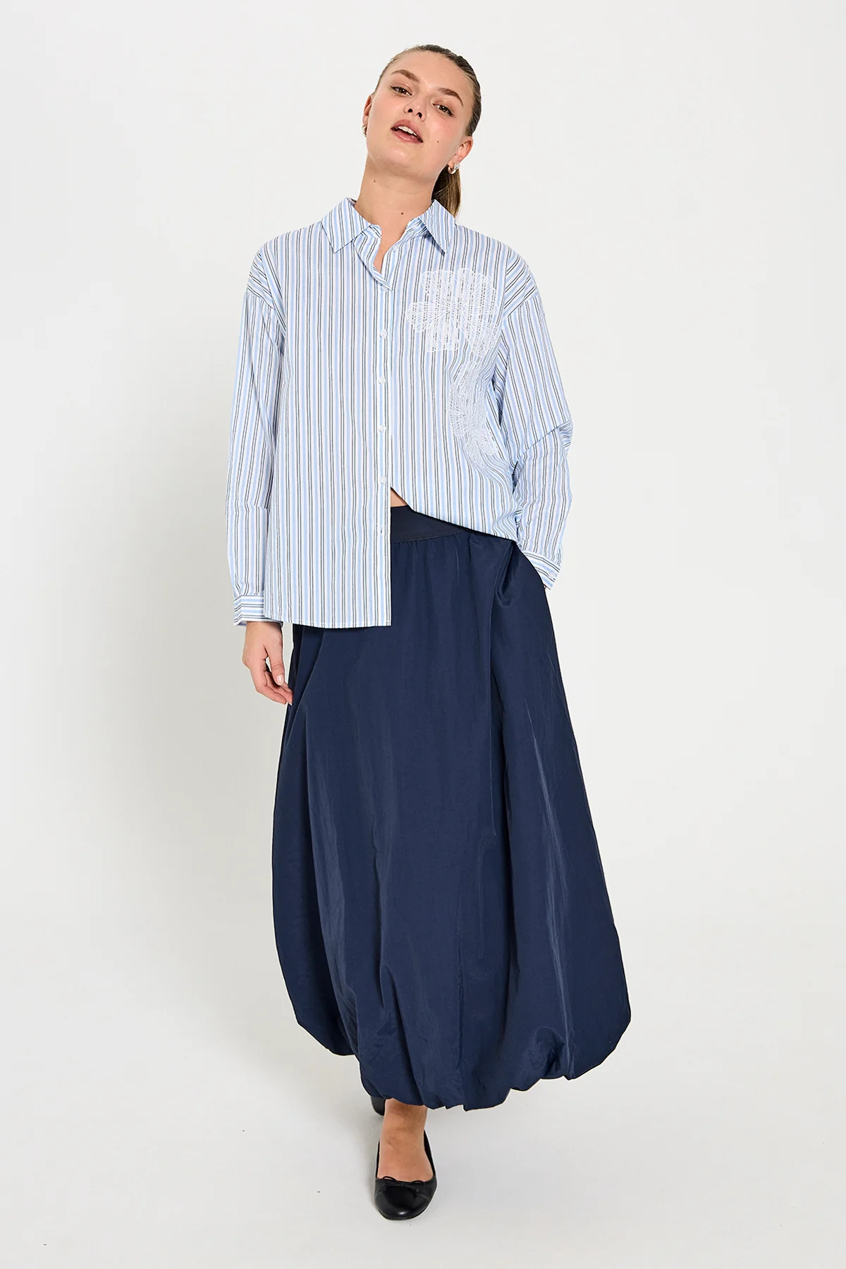 Freequent Blouse FQCIRENE 205618 Blue and White - Afbeelding 2