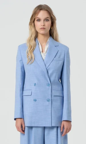 Fracomina Lange Blazer FR25SJ3003W76801 Licht Blauw