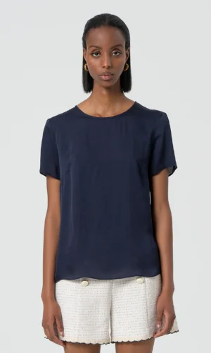 Fracomina Top Zijde FR25ST1032W77401 Donker Blauw