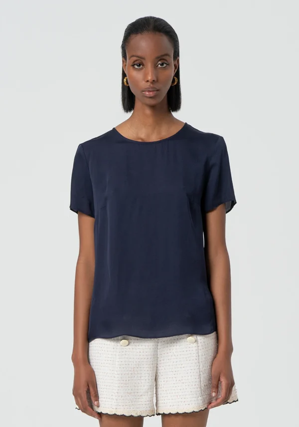 Fracomina Top Zijde FR25ST1032W77401 Donker Blauw