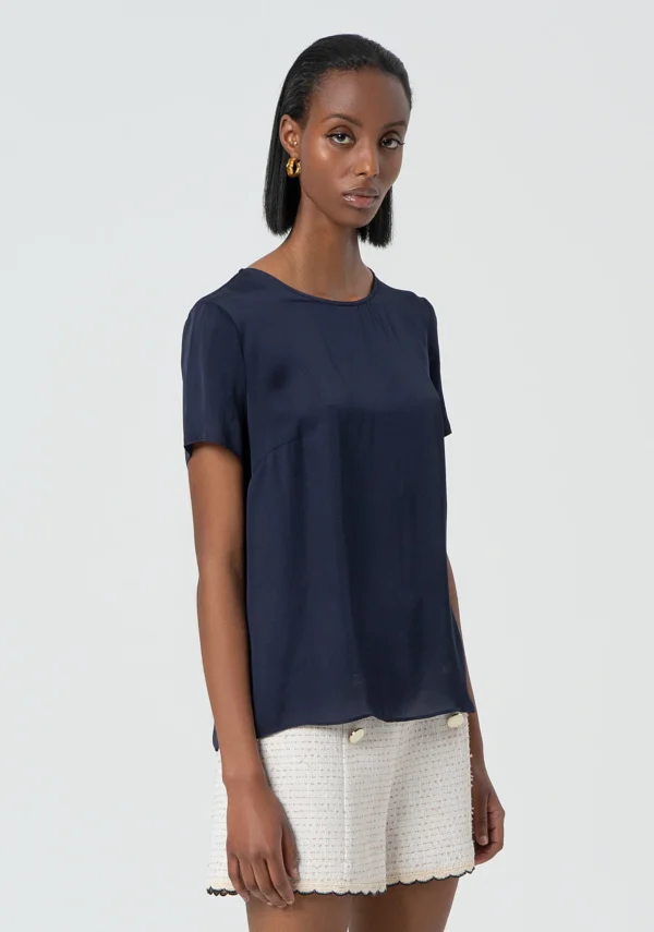 Fracomina Top Zijde FR25ST1032W77401 Donker Blauw - Afbeelding 2