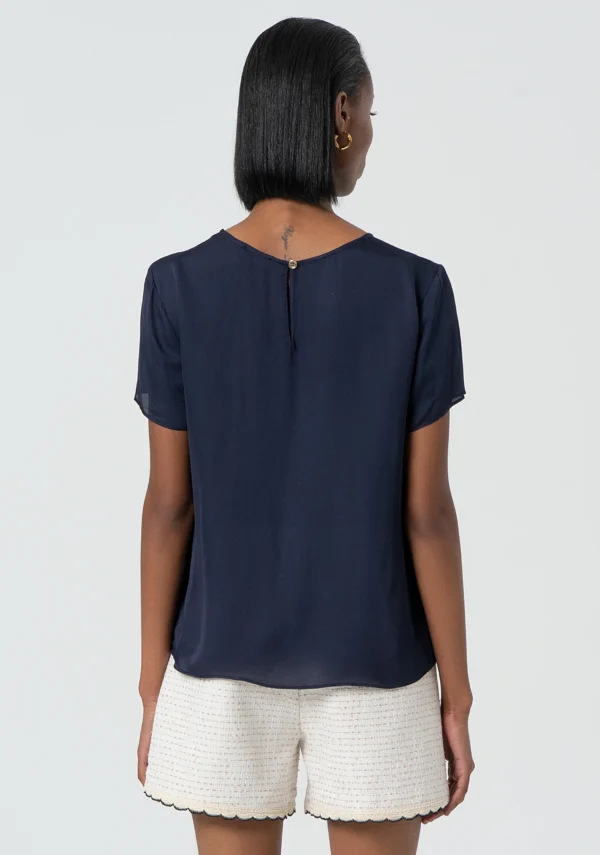Fracomina Top Zijde FR25ST1032W77401 Donker Blauw - Afbeelding 4