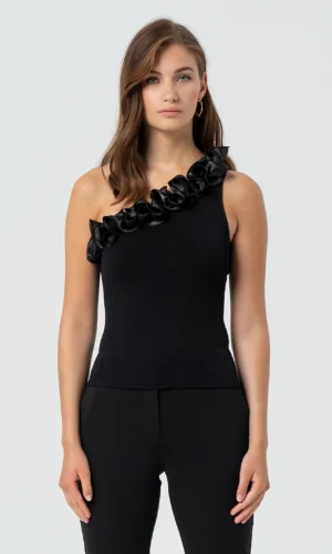 Fracomina One-Shoulder Top FR25ST2018J46301 Zwart