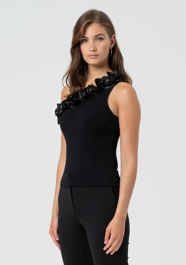 Fracomina One-Shoulder Top FR25ST2018J46301 Zwart - Afbeelding 3