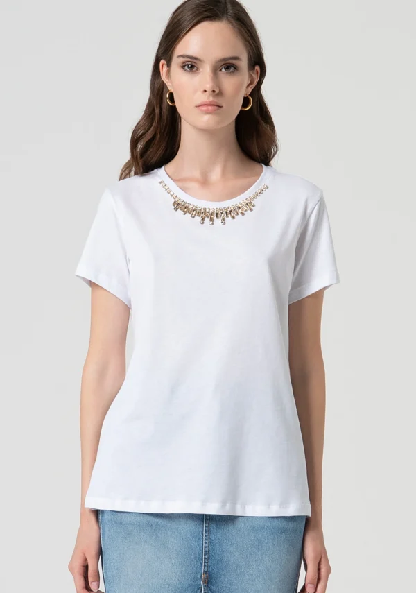Fracomina Wit T-Shirt FS25ST3002J400R9  Regular Fit Wit.