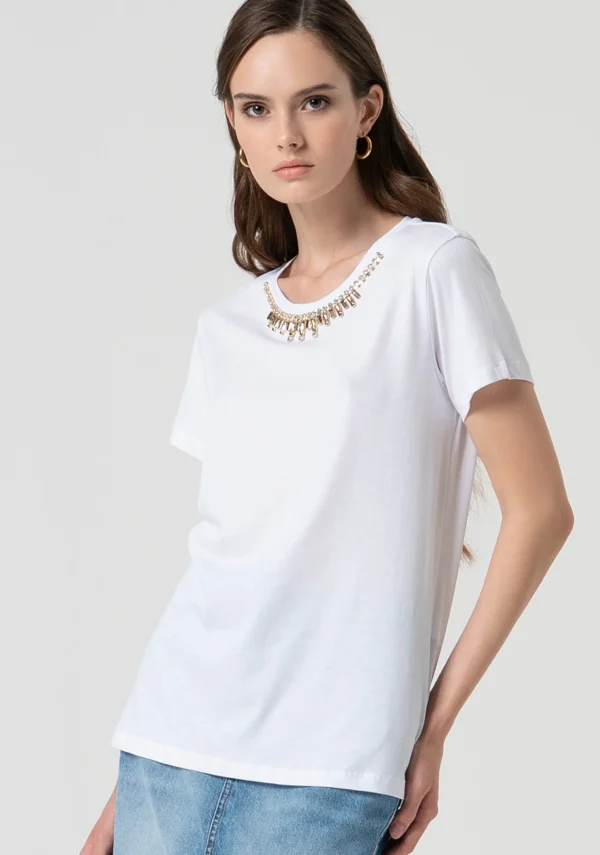 Fracomina Wit T-Shirt FS25ST3002J400R9  Regular Fit Wit. - Afbeelding 3