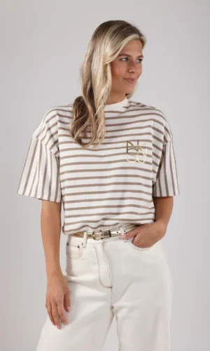 Nukus Top Lotte Stripe NKS03007 Offwhite/Dark Sand