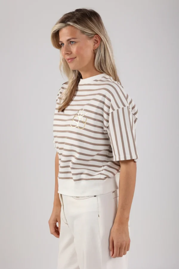 Nukus Top Lotte Stripe NKS03007 Offwhite/Dark Sand - Afbeelding 4