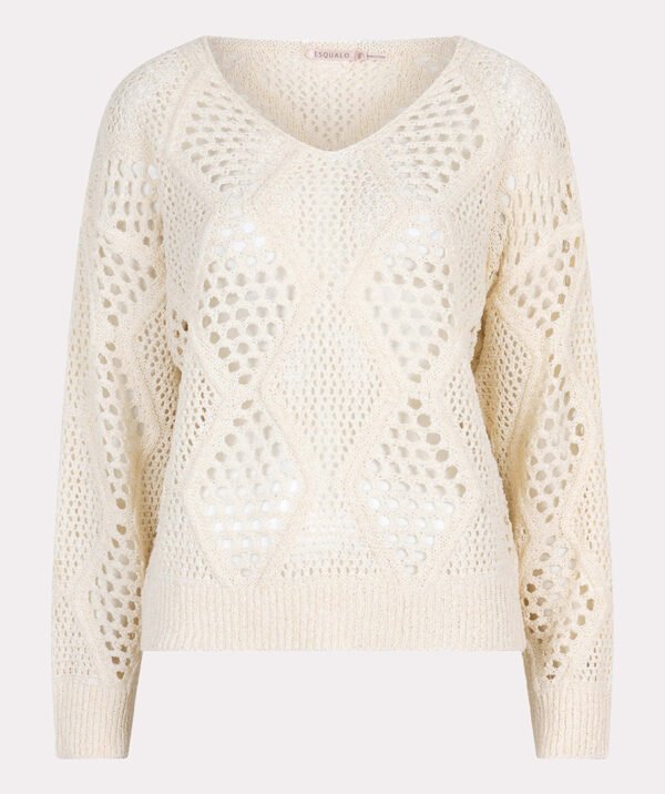 Esqualo Sweater/trui Ajour SP25.02000 Ivory - Afbeelding 8
