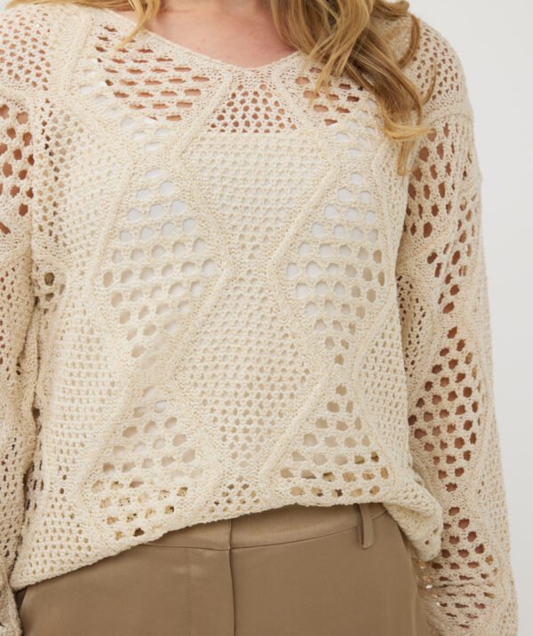 Esqualo Sweater/trui Ajour SP25.02000 Ivory - Afbeelding 3