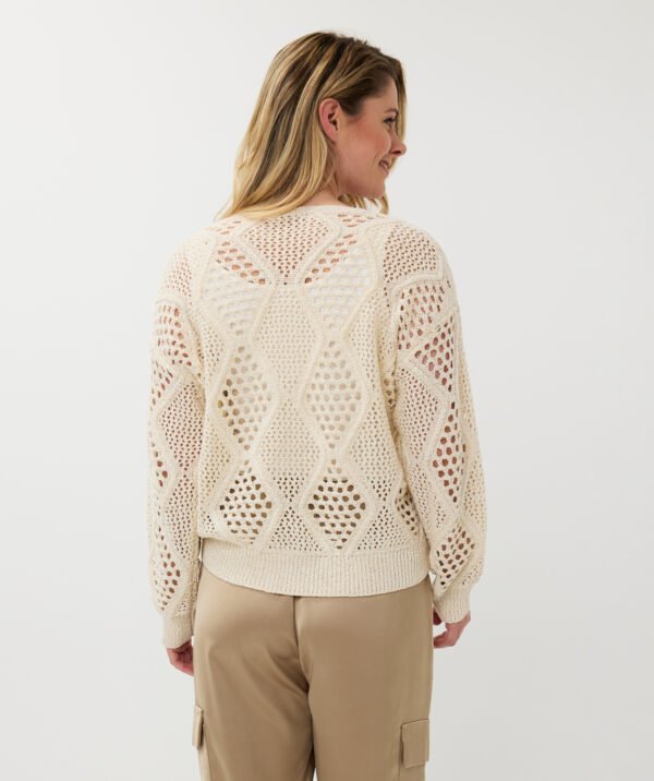 Esqualo Sweater/trui Ajour SP25.02000 Ivory - Afbeelding 5