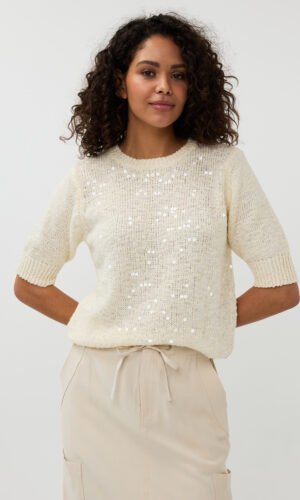 Esqualo Sweater Trui Sequins SP25.02021 in de kleur Champagne 