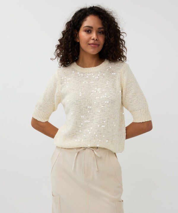 Esqualo Sweater Trui Sequins SP25.02021 in de kleur Champagne 