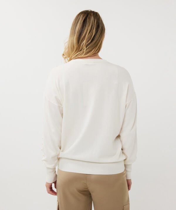 Esqualo Sweater/Trui Oversized Basic Knit Studs SP25.07010 Off White - Afbeelding 4