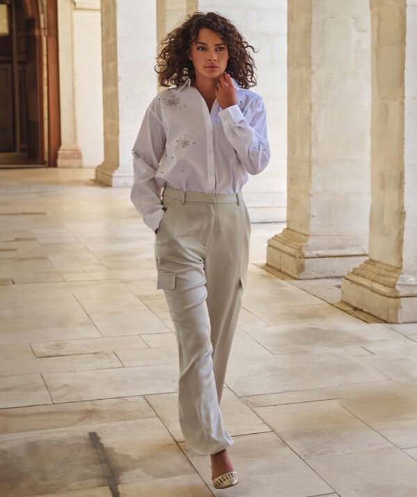 Esqualo Broek Cargo Satin SP25.10024 Light Stone - Afbeelding 2