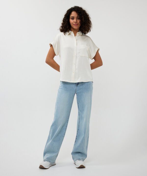 Esqualo Blouse Satin Look SP25.10029 Off White - Afbeelding 2