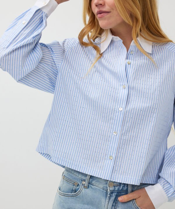 Esqualo Gestreepte Blouse met Strass-Steentjes SP25.10032 Blue/White - Afbeelding 5