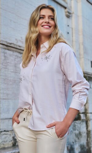 Esqualo Blouse Rhinestones SP25.14006 Off White/Beige