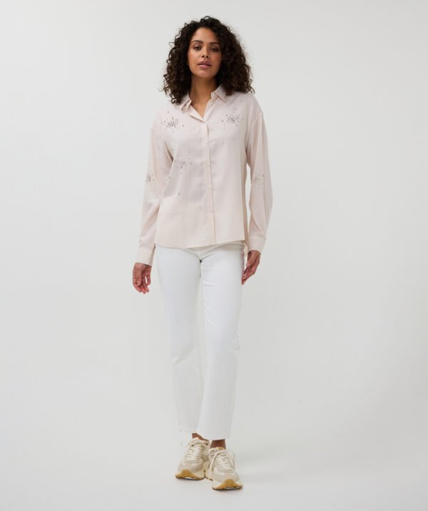 Esqualo Blouse Rhinestones SP25.14006 Off White/Beige - Afbeelding 4