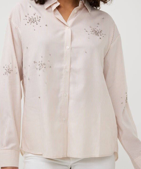 Esqualo Blouse Rhinestones SP25.14006 Off White/Beige - Afbeelding 6