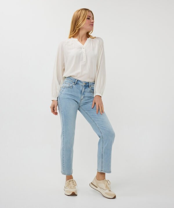 Esqualo Blouse R-Neck Raglan SP25.14014 Offwhite - Afbeelding 3