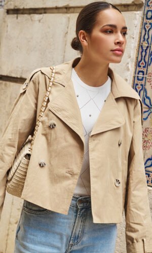 Esqualo Korte Trenchcoat SP25.37002 Dark Sand